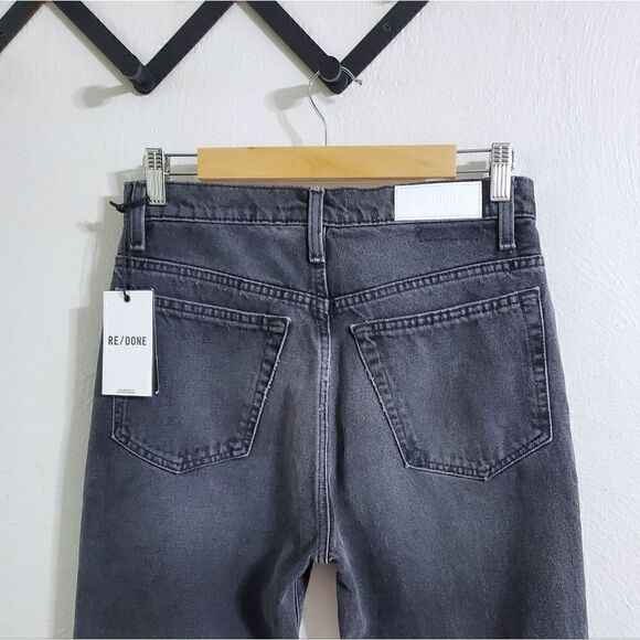 Re/Done 70's High Rise Straight Leg Distressed Denim Jeans In Black Size 27 NWT - Picture 14 of 16